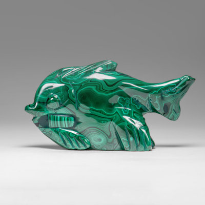 Genuine Polished Malachite Fish Carving (280 Grams)