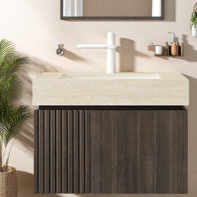 Meuble-lavabo et lavabo flottant, rangement en contreplaqué de 24 po, salle de bain moderne