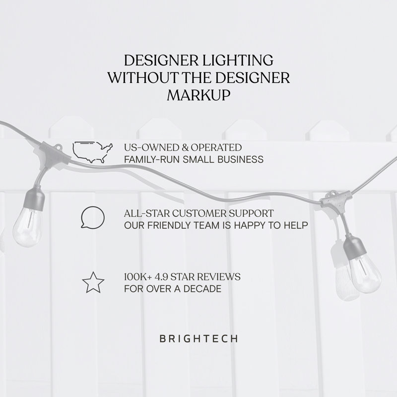 Guirlande lumineuse à DEL pour l'extérieur de 28 pi Glow Series avec 12 ampoules Edison S14 blanc chaud, douilles en laiton doré, résistant aux intempéries