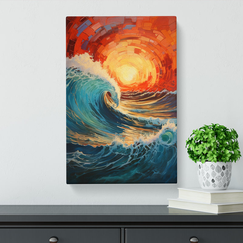 Wave Modern Expressionism Art - Wrapped Canvas, 60cm H x 40cm W x 3cm D