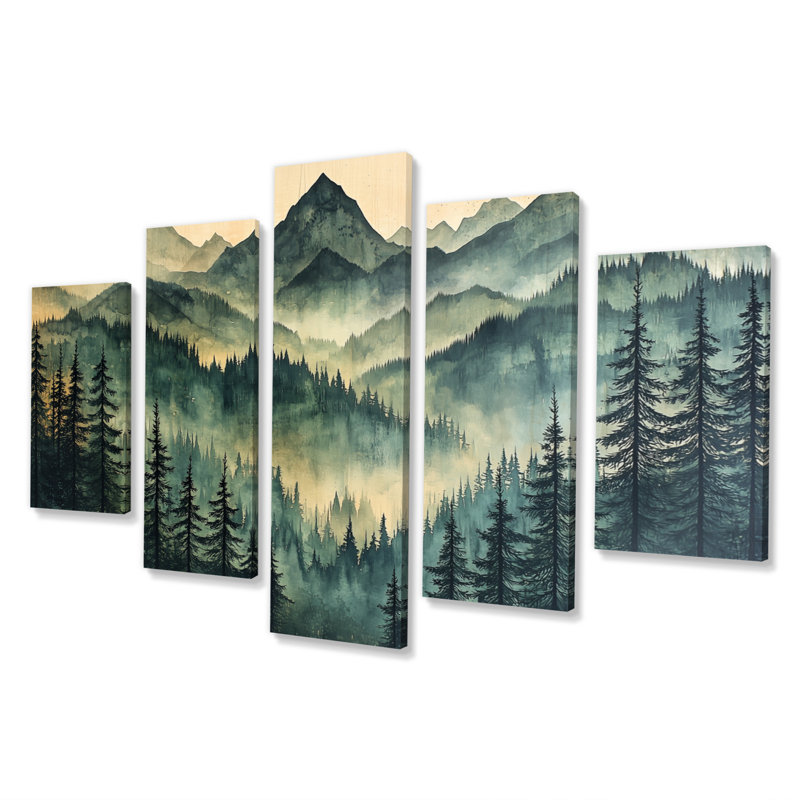 Silhouette de montagne calme I Woodlands II - montagne, décoration murale - art mural traditionnel diamant