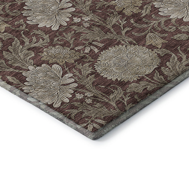 Premium Machine Washable Prisco Merlot Rug, Runner 2'3" x 7'6"