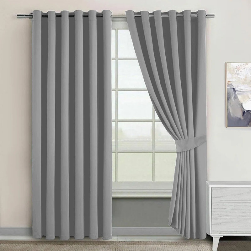 Bernards Blackout French Door Curtain, Light Grey, 168cm Width x 228cm Drop