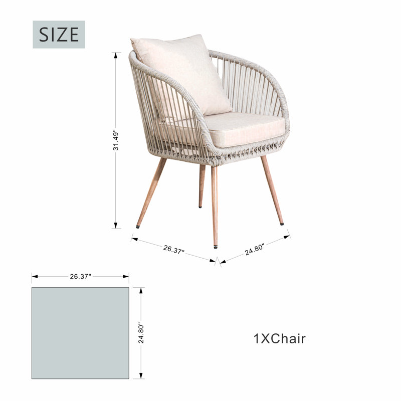 Chaise de salle à manger d'extérieur avec coussin (ensemble de 2)