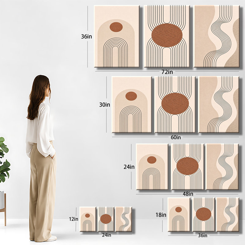 Art mural bohème abstrait boho abstrait, H 12 po x l 24 po x P 1 po