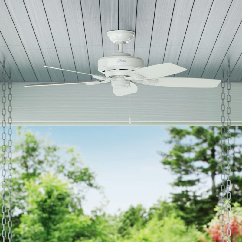 48" Sea Wind 5 - Blade Outdoor Standard Ceiling Fan with Pull Chain, White