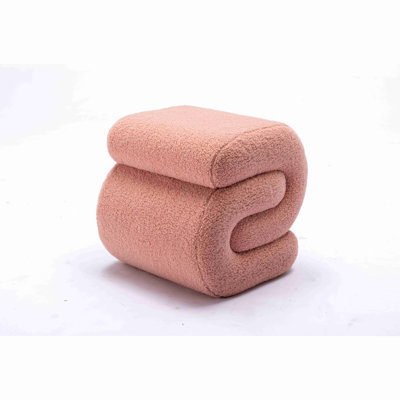 S-Shape Teddy Fabric Ottoman Makeup Stool Footstool