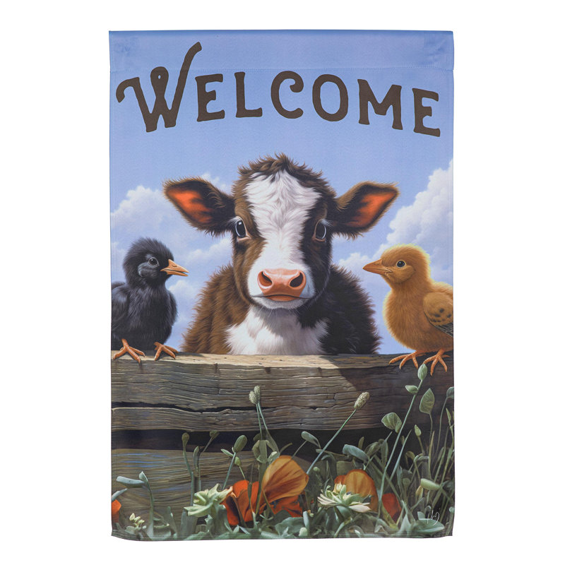 Drapeau de maison Cow and Chicks