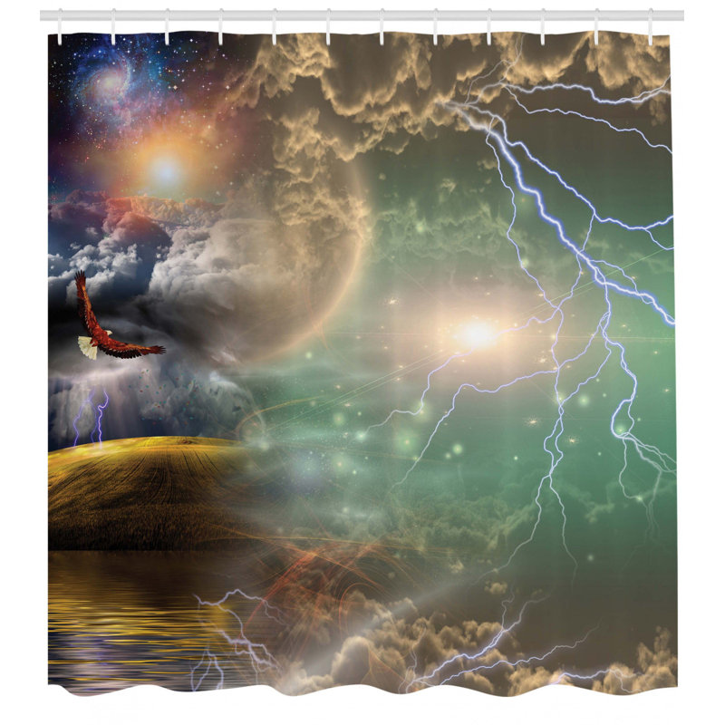 Shower Curtain with Hooks Included, 75" H x 69" W