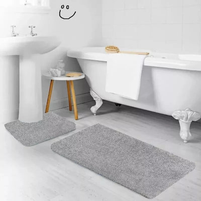 2 Piece Alya Small Bath Mat Ultra Soft Bathroom Rug Anti Slip Toilet Rug Pedestal Mat Set