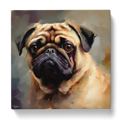 Pug Gestural Art No.1 - Wrapped Canvas - Framed Print