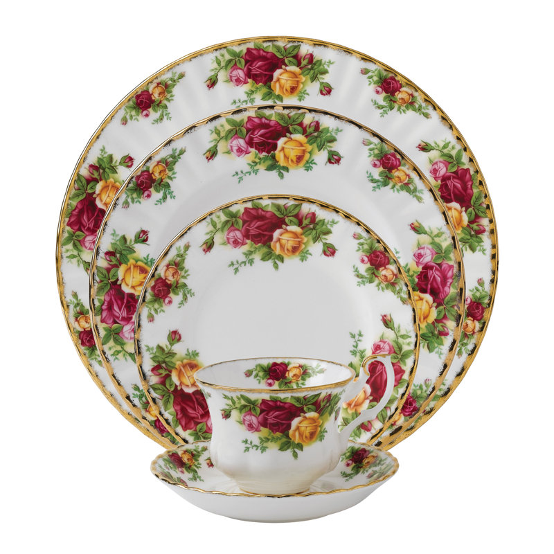 Couvert individuel 5 pièces Royal Albert Old Country Roses pour 1 personne