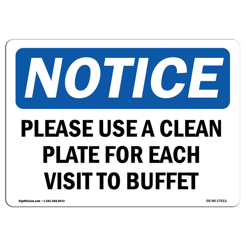 Veuillez utiliser une assiette propre pour chaque visite au décalque de buffet 7 po x 5 po