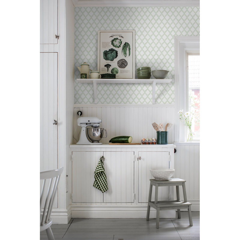 Boråstapeter Trellis Leaves Wallpaper, Green
