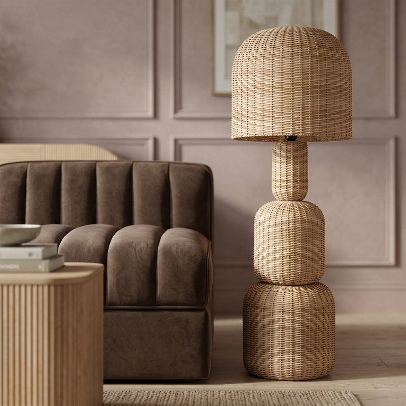 Lampe sur pied en rotin naturel Harvest, Naturel