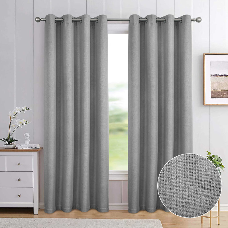 Aamia Blackout Curtain Pair, Grey, 274cm Width x 183cm Drop