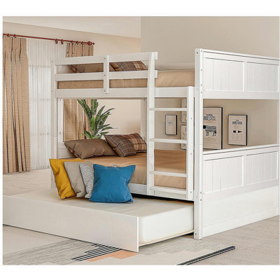 Full Over Full Bunk Bed with Twin Size Trundle, White ( old sku: LP000250AAK )