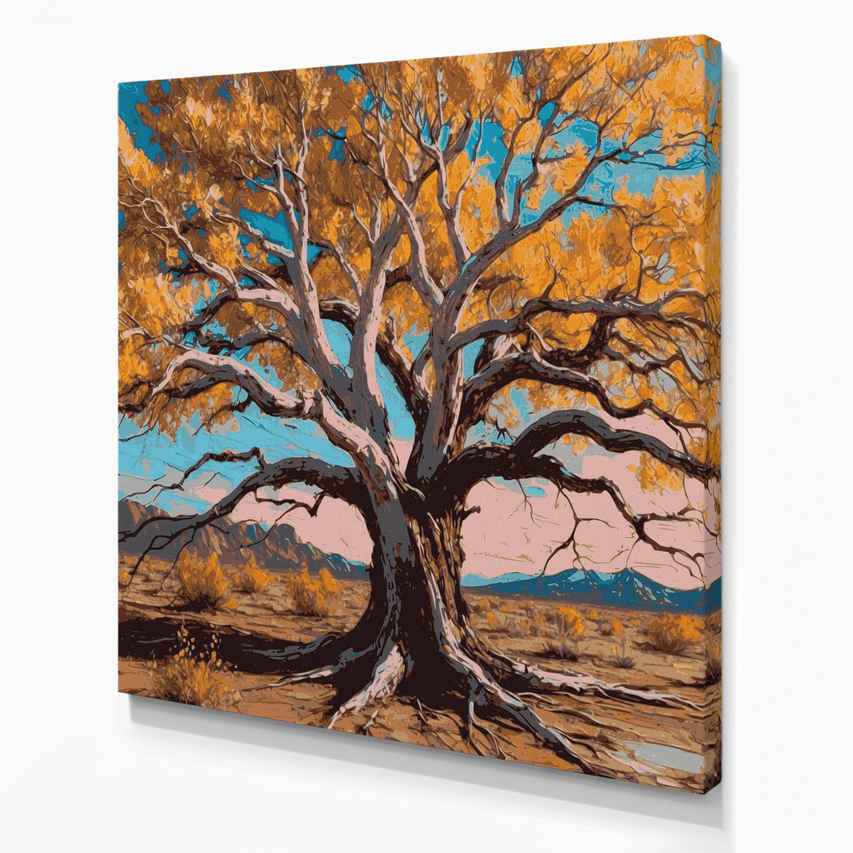 Union Rustic Southwestern Plants Cottonwood Tree 157 Gray Canvas Wall ...