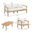 Ensemble de conversation d'extérieur 5 pièces avec cadre en bois d'acacia et coussins beiges
