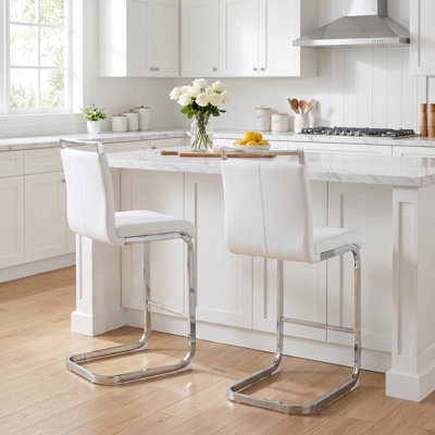 Tabouret de comptoir en similicuir 25 po avec structure en métal Chatrice