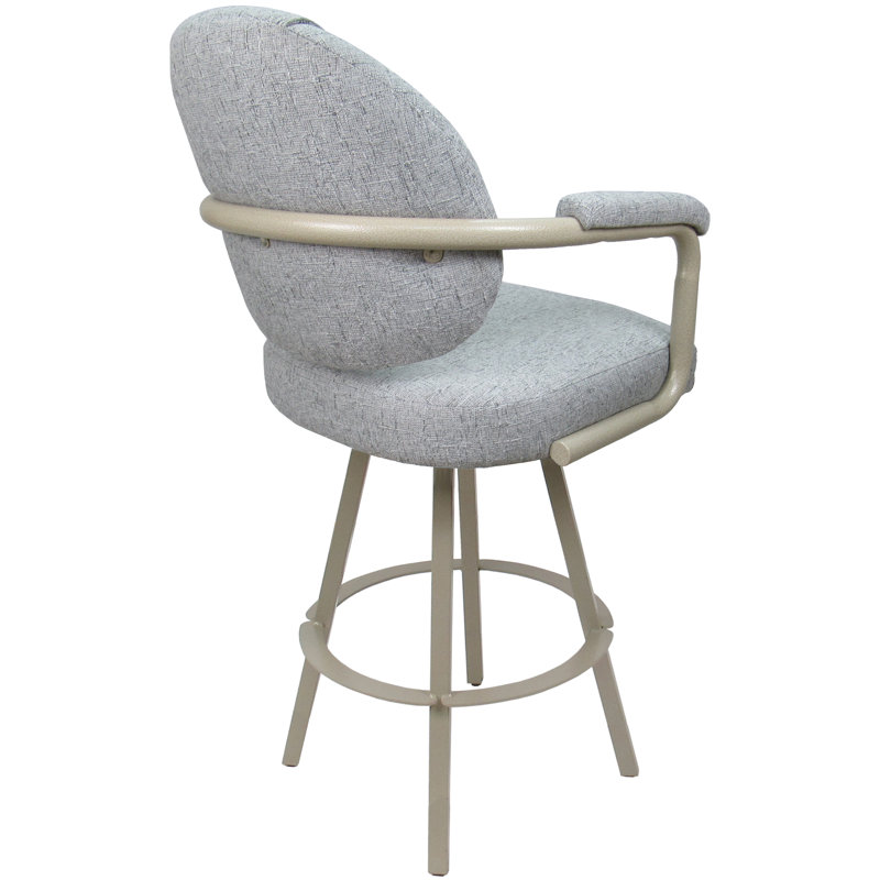 Tabouret de bar pivotant en métal Loyce - hauteur de siège de 26 po, Ardoise Hemsath / beige