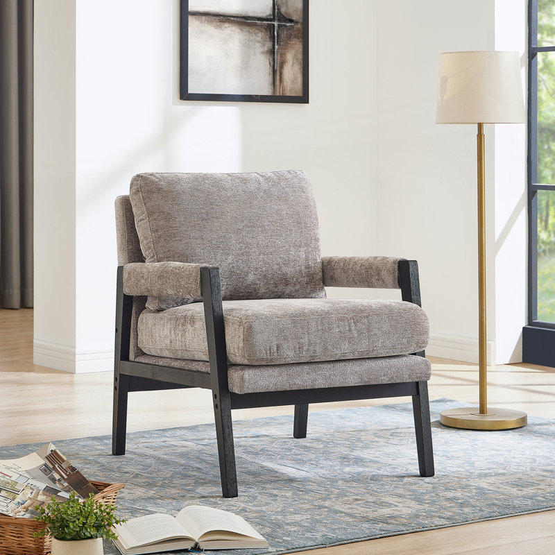 Fauteuil d'appoint rembourré en chenille de style Mid-Century, Gray