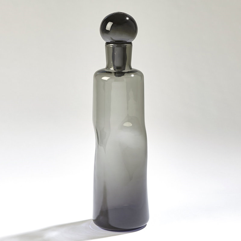 Pinched Decanter-Grey-Short, 13.5" H x 3.5" W x 3.5" D
