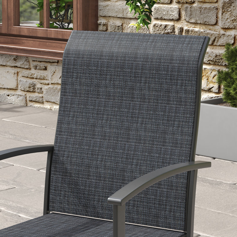 6-Person Patio Dining Set With Swivel Chairs, Walnut/Charcoal