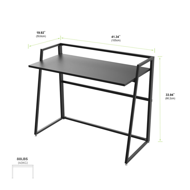 Folding Computer Desk, 33’’ Writing Desk, Folding Study Pc Table For Home Office, Fold Up Gaming Desk Wood Small Office Table For Teenagers Working & Crafting, Black