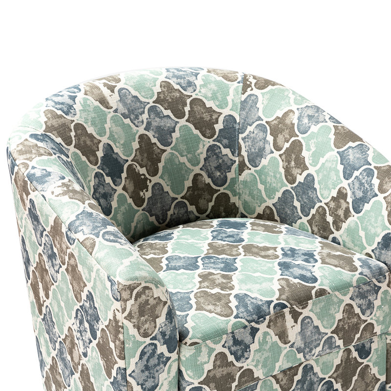 Fauteuil demi-tonneau pivotant de 30,5 po Freudberg, Mélange de polyester marocain