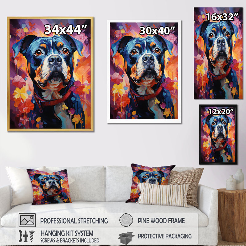 «Popart Pug Parade I», reproduction sur toile, H 32 po x l 16 po x P 1 po, Toile tendue