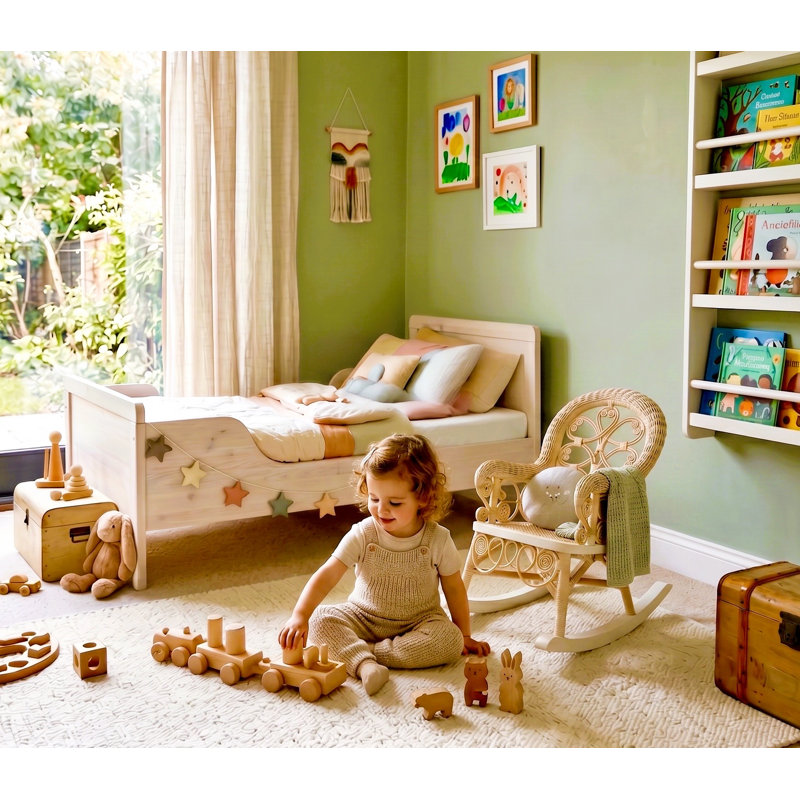 Chaise berçante en osier pour enfant Deas, Blanc