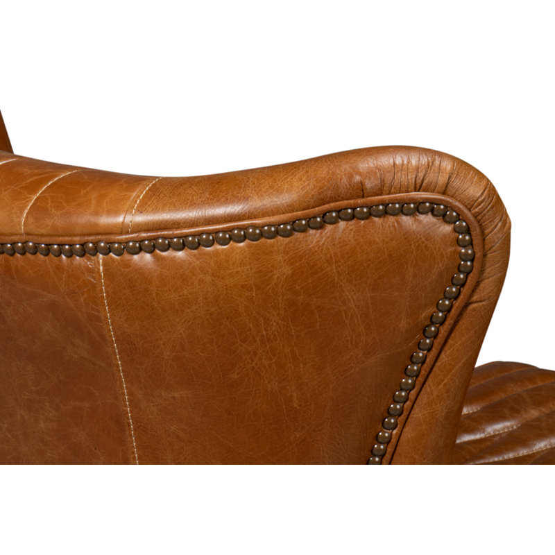 Bugatti Swivel Club Chair, Cuba Brown Genuine Leather