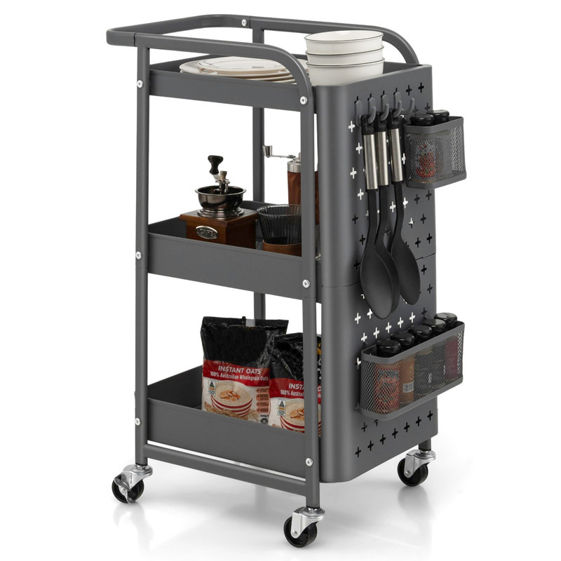 Edalene Metal Bar Cart, Grey