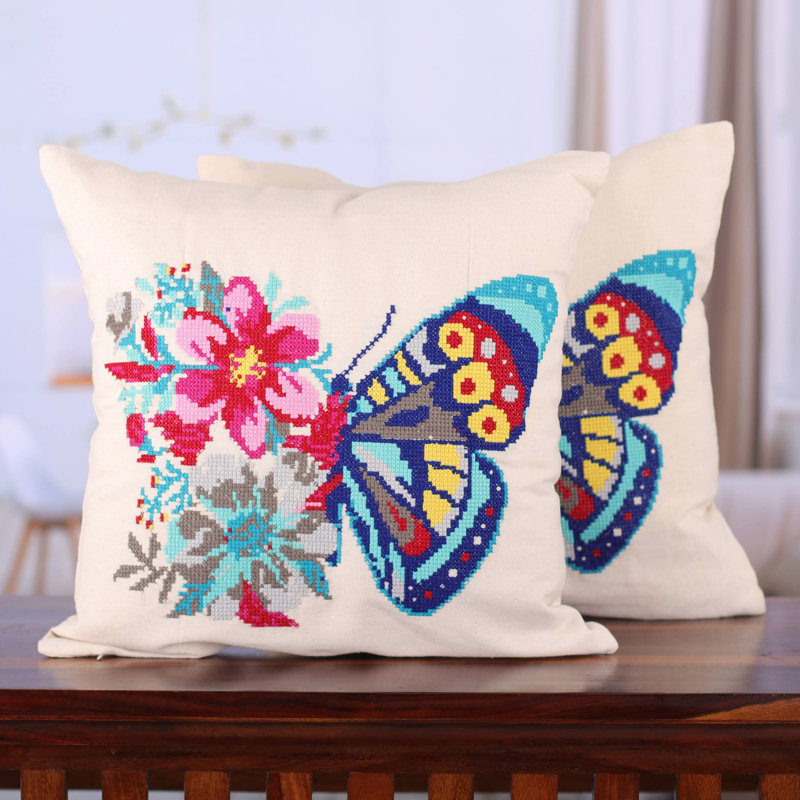Housse de coussin réversible en coton 