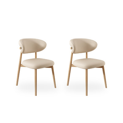 Chaise de salle à manger moderne et simple en bois d'hévéa avec dossier en cuir et cuir