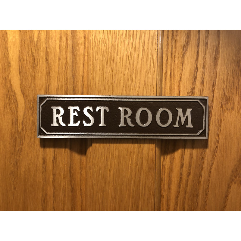 Plaque de porte de toilettes, Aluminium poli noir