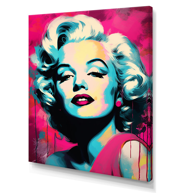 Magenta Popart Monroe - femme, impression sur toile_105800, H 20 po x l 12 po x P 1 po, Toile tendue