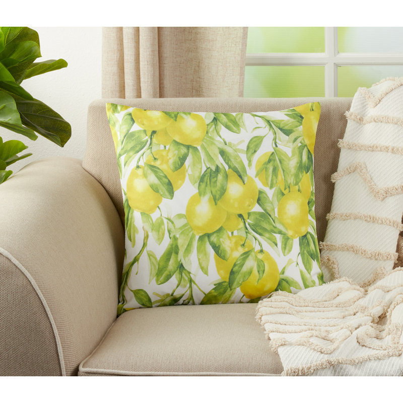 Housse de coussin carré à imprimé citron