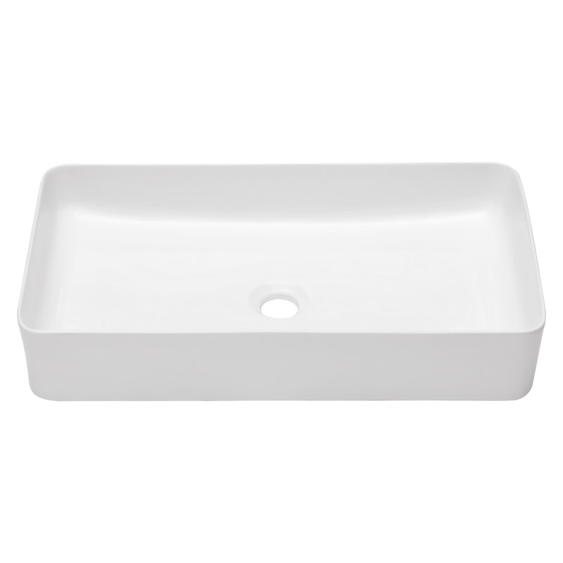 LEPUDAY 14'' White Ceramic Rectangular Bathroom Sink