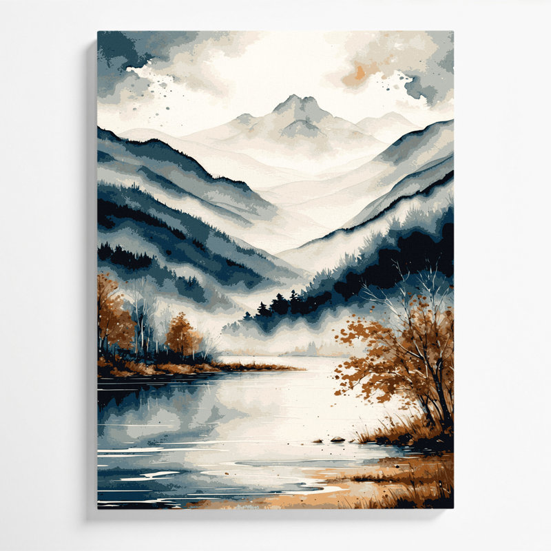 «Watercolor Landscape 33», art mural sur toile beige, H 11 po x l 14 po