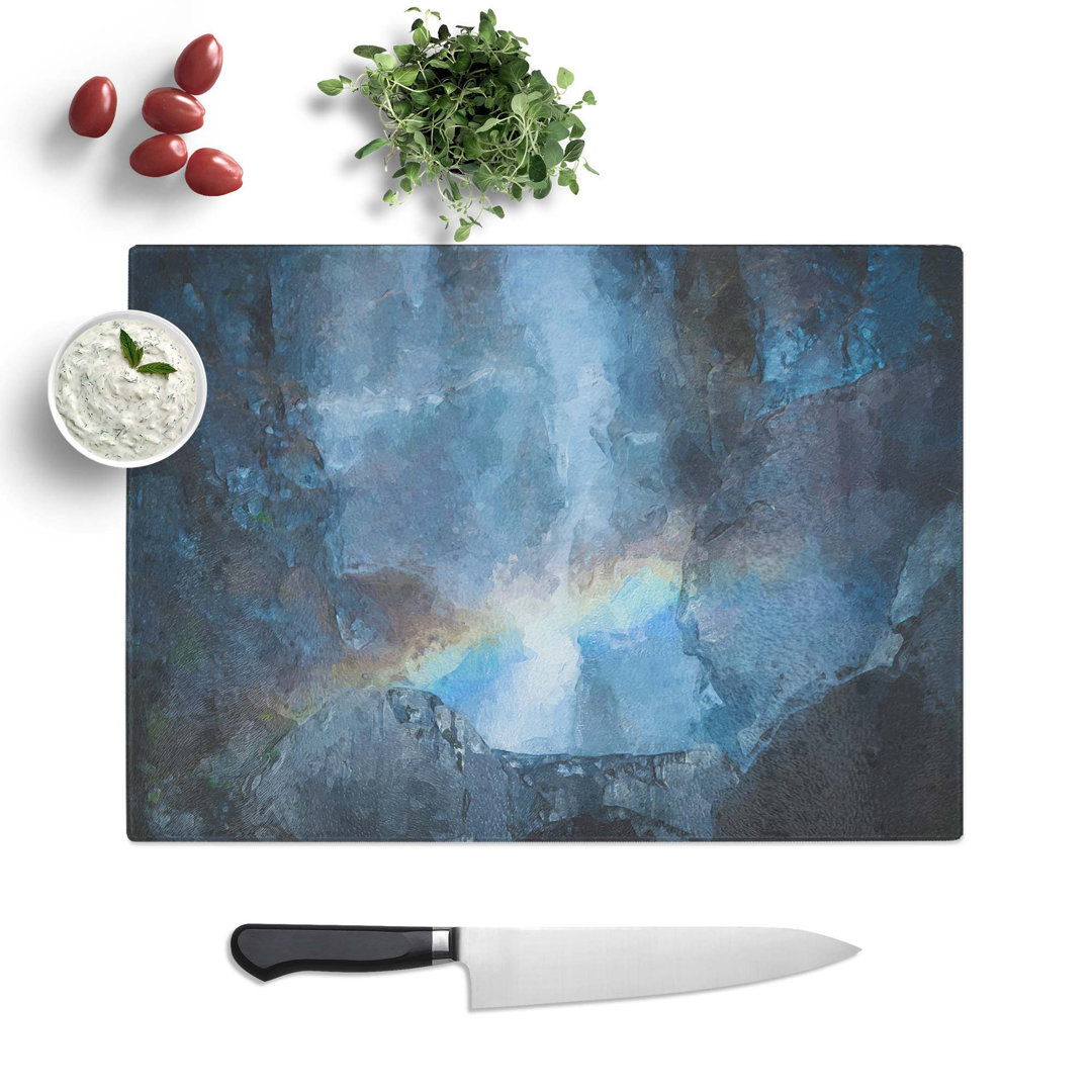 Tempered Glass Rainbow Through the Mountains Chopping Board