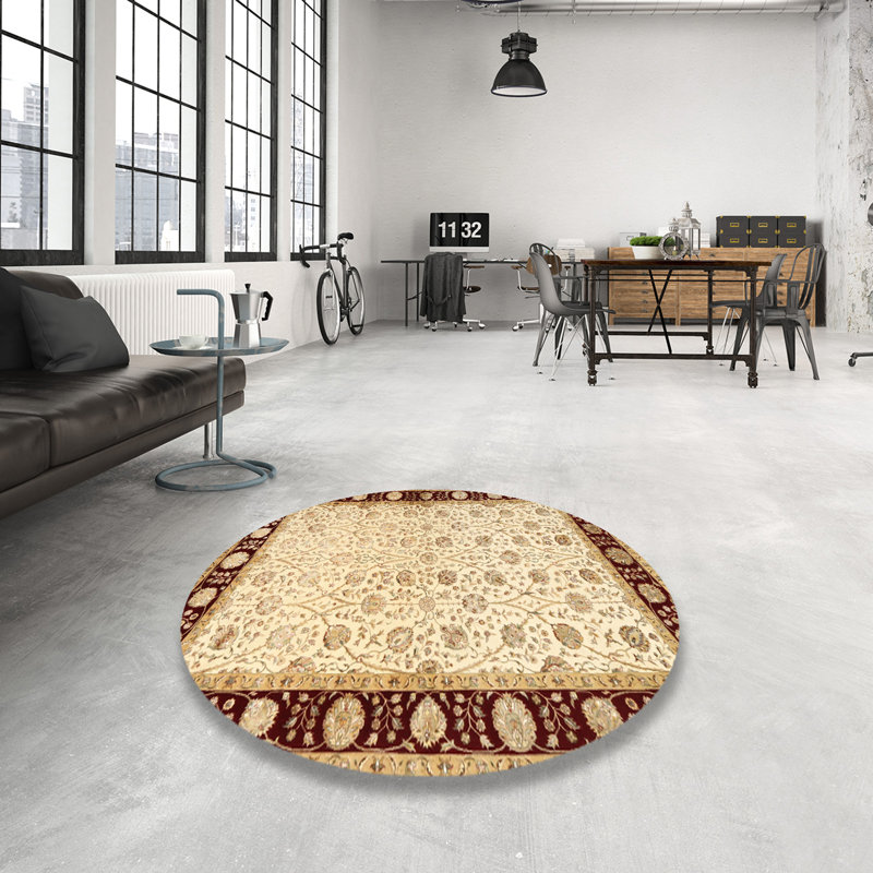 Tapis décoratif oriental Ivoire kasandra, Rond 7 pi