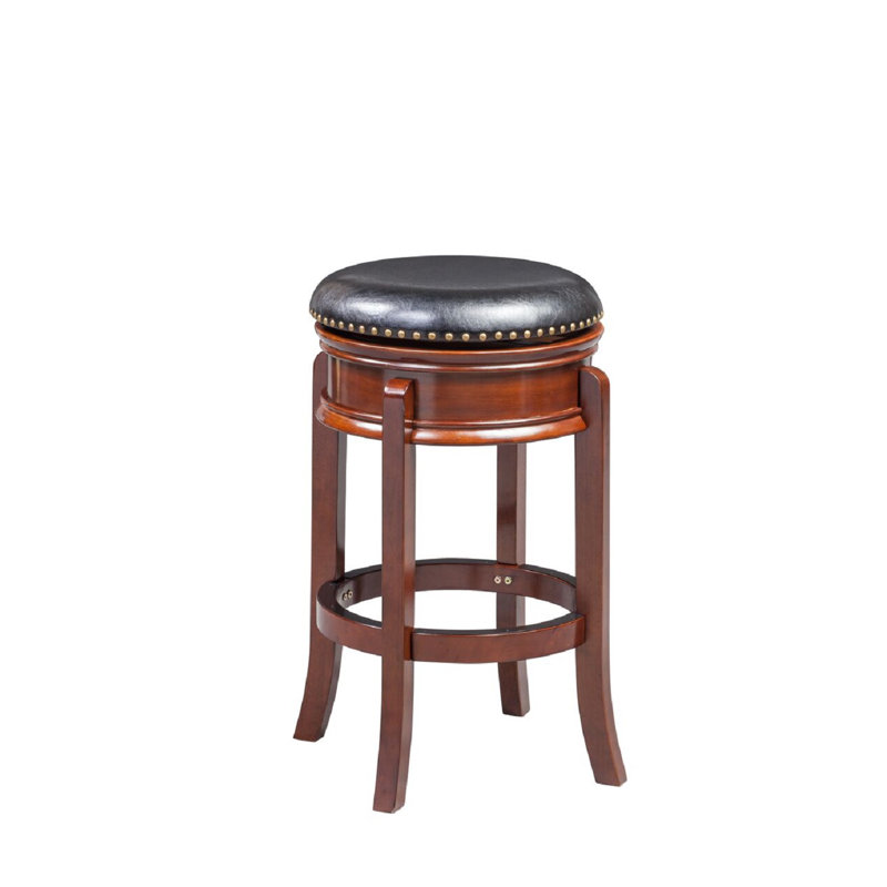 Kingsford Swivel Upholstered Counter Stool with Solid Wood Frame, Cherry, Bar Stool (29” Seat Height)