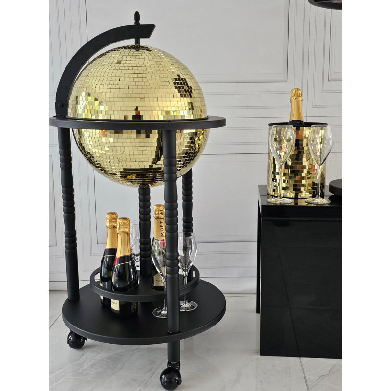 Metal Globe Bar,  Black/Gold