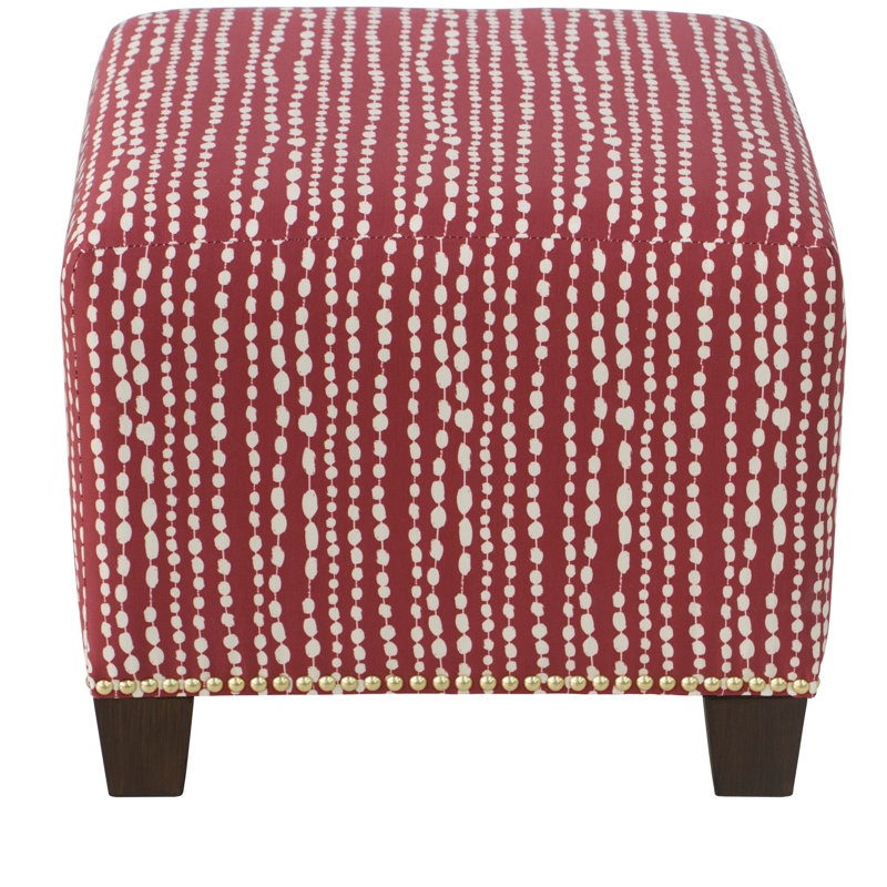 Arisha Upholstered Ottoman, Line Dot Holiday Red