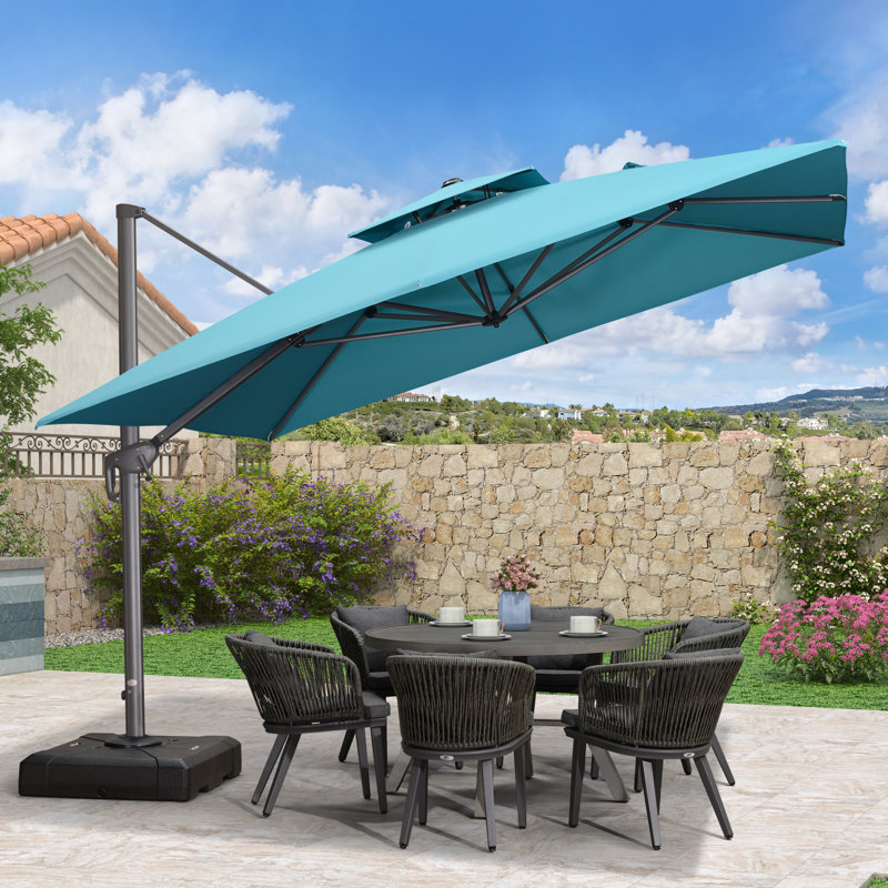 335cm Cantilever Parasol, Turquoise Blue