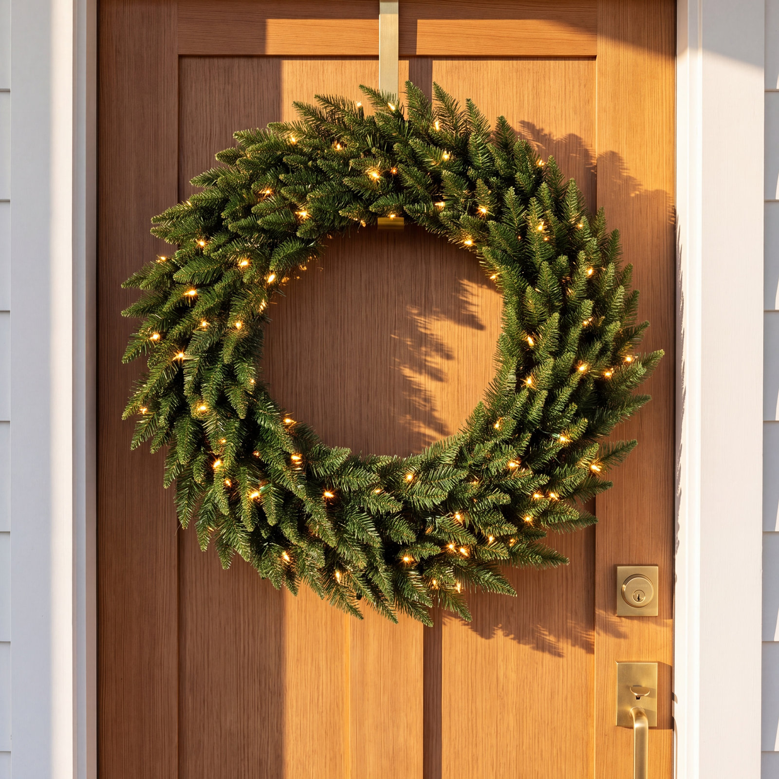 Peabody Artificial Fir Wreath, Warm Clear Duplicate, 60" H x 60" W x 3" D