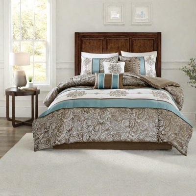 Elegant 7 Piece Bedding Sets, Polyester Jacquard Paisley For Home