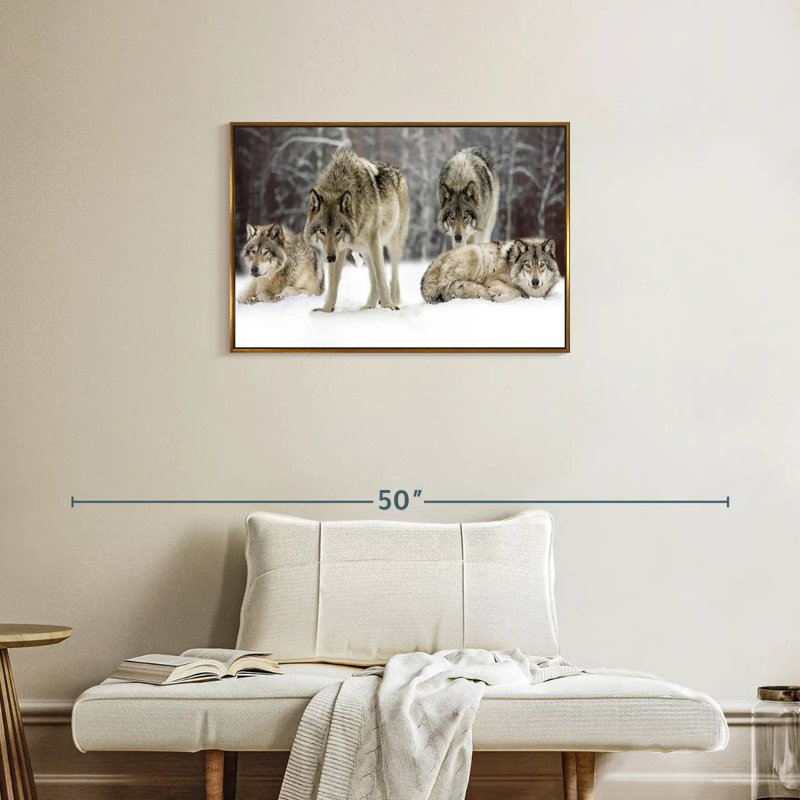 Loup, Cadre flottant doré, 31 po x 21 po